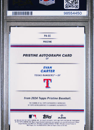 Evan Carter 2024 Topps Pristine #PAEC Red Refractor /5 RC Auto PSA10 GEM MT