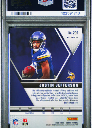 Justin Jefferson 2020 Panini Mosaic #209 Red Green Choice RC PSA10 GEM MT