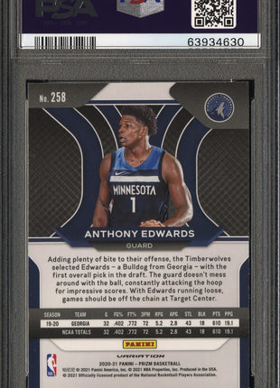 Anthony Edwards 2020-21 Panini Prizm #258 Variation Rookie RC PSA9 MINT
