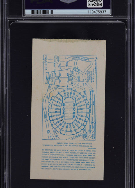 1946 Rose Bowl Ticket Stub Graded Alabama vs. USC MVP Harry Gilmer PSA7 N-MT
