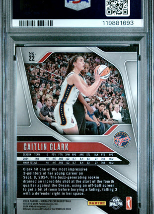 Caitlin Clark 2024 Panini Prizm WNBA #22 Rookie RC PSA8 NM-MT Fever