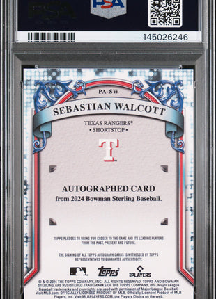 Sebastian Walcott 2024 Bowman Sterling #PASW Prospect Auto PSA10 GEM MT Rangers