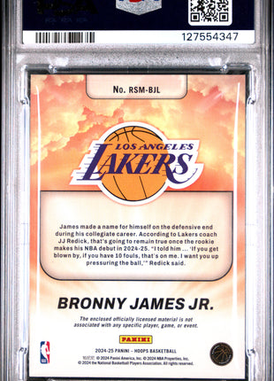 Bronny James Jr. 2024 NBA Hoops #RSMBJL Rise N Shine Patch RC PSA10 GEM MT