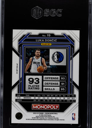 Luka Doncic 2022-23 Panini Prizm Monopoly #19 Black Classic Icons SP SGC9.5 MT+
