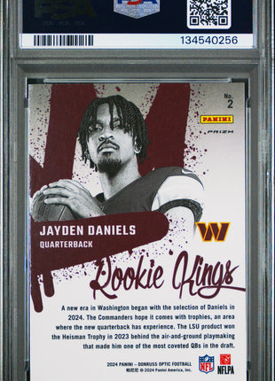 Jayden Daniels 2024 Panini Donruss Optic #2 Rookie Kings RC SSP PSA9 MINT