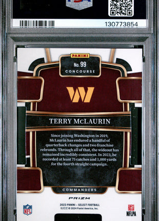 Terry McLaurin 2023 Panini Select #99 Die Cut Zebra Prizm SSP PSA10 GEM MT