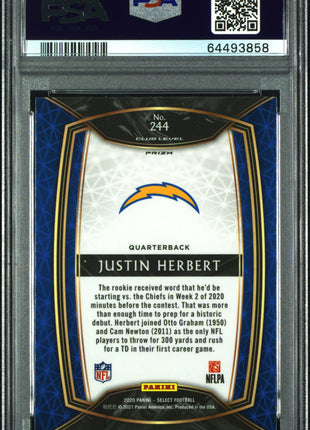 Justin Herbert 2020 Panini Select #244 Silver Prizm RC PSA10 GEM MT