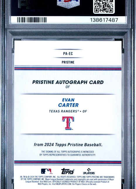 Evan Carter 2024 Topps Pristine #PAEC Red Refractor /5 RC SSP PSA10 GEM MT