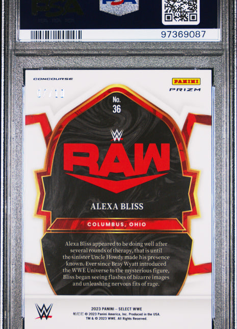 Alexa Bliss 2023 Panini Select WWE #36 Gold Flash /10 SSP PSA10 GEM MT