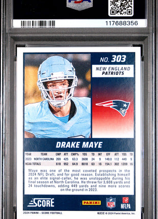 Drake Maye 2024 Panini Score #303 Dots Gold /240 Rookie RC PSA10 GEM MT