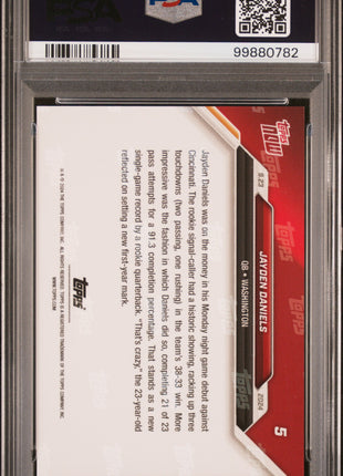 Jayden Daniels 2024 Topps Now #5 Rookie RC PSA10 GEM MT Commanders