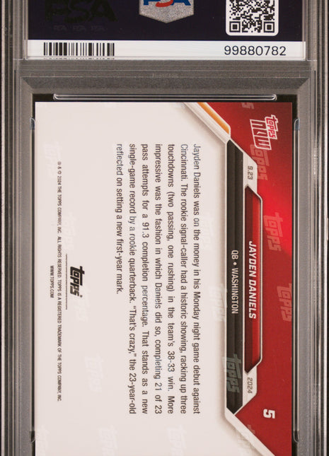Jayden Daniels 2024 Topps Now #5 Rookie RC PSA10 GEM MT Commanders