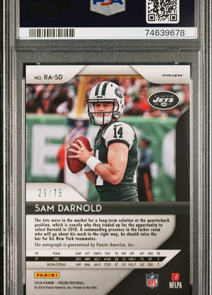 Sam Darnold 2018 Panini Prizm #SD Blue Scope /75 Rookie RC Auto PSA10 GEM MT