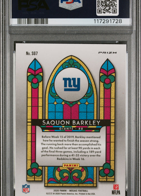 Saquon Barkley 2020 Panini Mosaic #SG7 Stained Glass Case Hit SSP PSA9 MINT