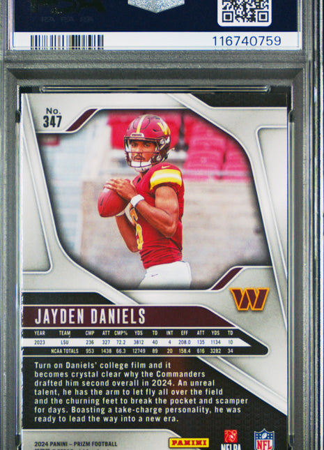 Jayden Daniels 2024 Panini Prizm #347 Rookie RC PSA10 GEM MT