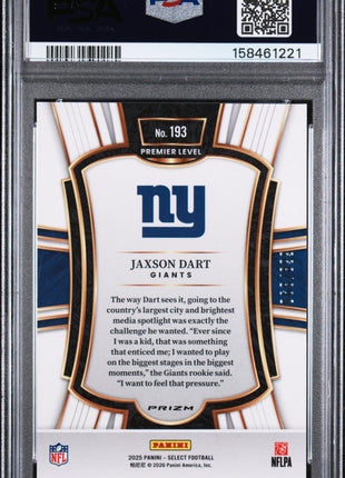Jaxson Dart 2025 Panini Select #193 Copper Shock /899 RC PSA10 GEM MT