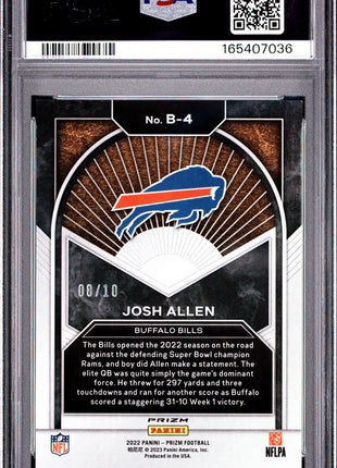 Josh Allen 2022 Panini Prizm #B4 Brilliance Gold /10 SSP PSA10 GEM MT