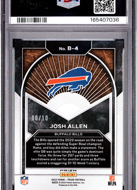 Josh Allen 2022 Panini Prizm #B4 Brilliance Gold /10 SSP PSA10 GEM MT