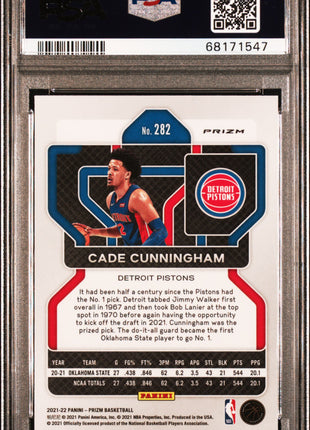 Cade Cunningham 2021-22 Panini Prizm #282 Purple Wave RC PSA10 GEM MT Pistons