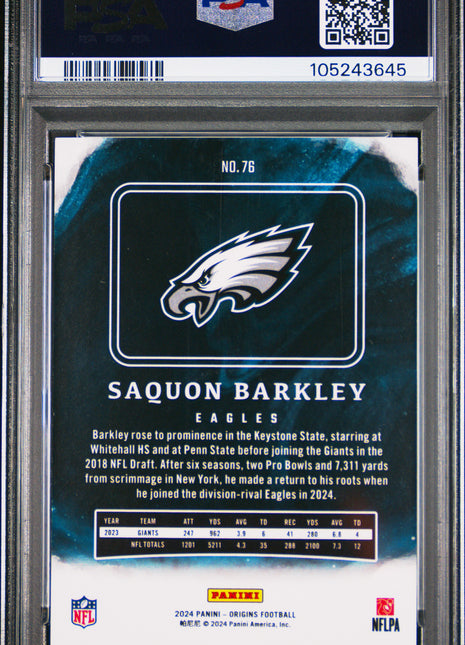 Saquon Barkley 2024 Panini Origins #76 Gold /25 PSA9 MINT Eagles