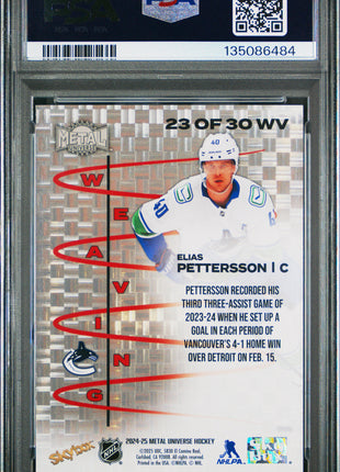 Elias Pettersson 2024 Skybox Metal Universe #23 Weaving SP PSA10 GEM MT Canucks