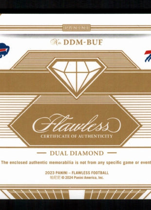 Josh Allen/Jim Kelly 2023 Panini Flawless #DDM-BUF Dual Patch Diamond /20 Bills