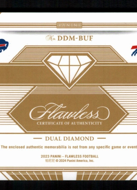Josh Allen/Jim Kelly 2023 Panini Flawless #DDM-BUF Dual Patch Diamond /20 Bills