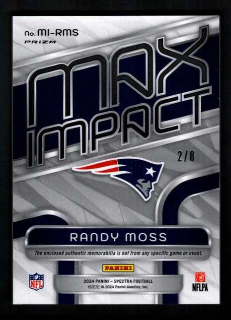 Randy Moss 2024 Panini Spectra #MI-RMS Max Impact Marble /8 Patch Patriots