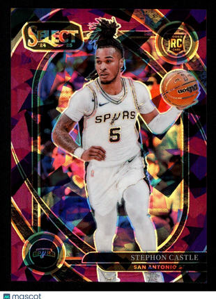 Stephon Castle 2025 2024-25 Panini Select #292 Purple Cracked Ice /99 RC Spurs