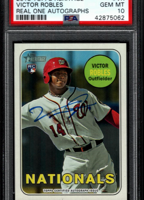 Victor Robles 2018 Topps Heritage #VR Real One Autographs RC Auto PSA10 GEM MT