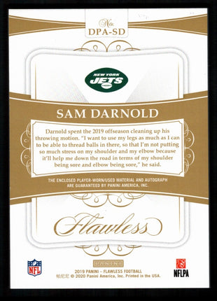 Sam Darnold 2019 Panini Flawless #DPA-SD Dual Patch /15 Autograph Auto NY Jets