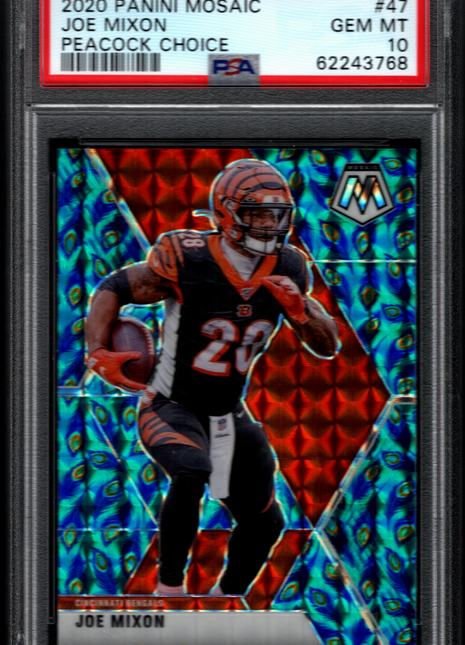 Joe Mixon 2020 Panini Mosaic #47 Peacock Choice SSP PSA10 GEM MT Bengals