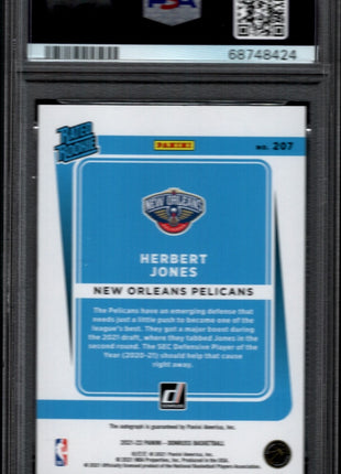 Herbert Jones 2021-22 Donruss #207 Signature Holo Laser /99 RC Auto PSA9 MINT