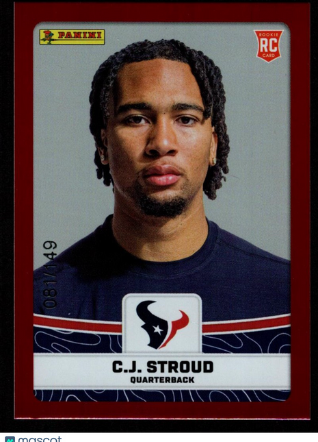 C.J. Stroud 2023 Panini Sticker Collection #72 Red Foil /149 Rookie RC Texans