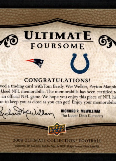 Tom Brady/Peyton Manning 2008 UD Ultimate Collection Foursome /50 Jersey Patches