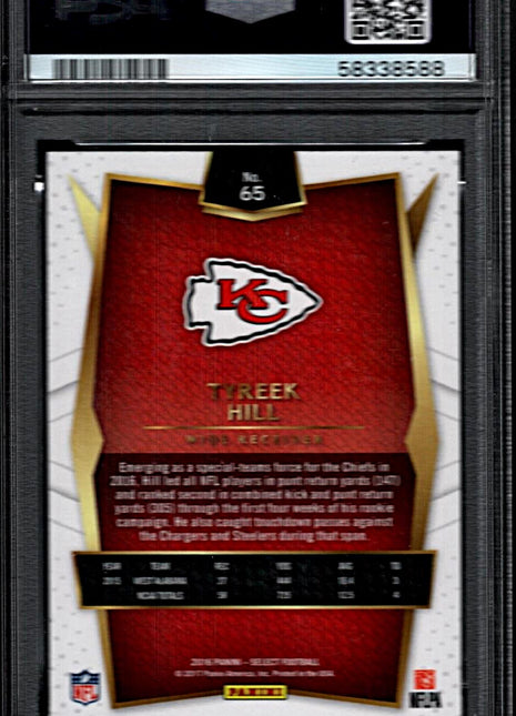 Tyreek Hill 2016 Panini Select #65 Tri-Color Prizm Rookie RC PSA10 GEM MT Chiefs