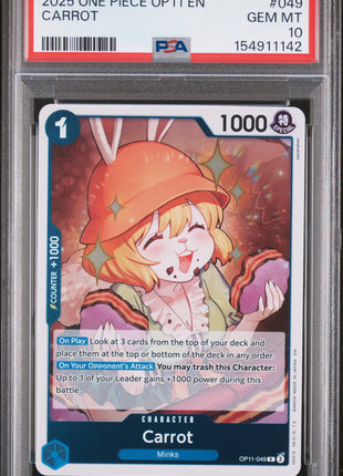Speed Carrot 2025 One Piece #049 OP11-A Fist Of Divine PSA10 GEM MT
