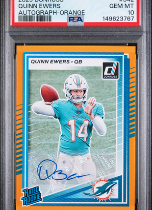 Quinn Ewers 2025 Panini Donruss #342 Autograph Orange RC Auto PSA10 GEM MT
