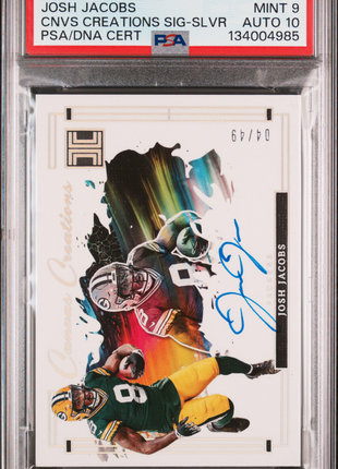 Josh Jacobs 2024 Panini Impeccable Canvas Creations Signatures /49 Auto PSA9 MT