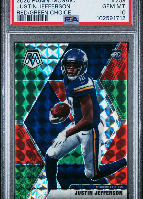 Justin Jefferson 2020 Panini Mosaic #209 Red Green Choice RC PSA10 GEM MT