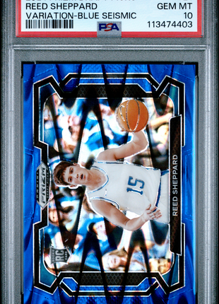 Reed Sheppard 2024 Prizm Draft #21 Variation Blue Seismic /149 RC PSA10 GEM MT