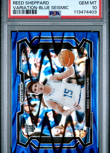 Reed Sheppard 2024 Prizm Draft #21 Variation Blue Seismic /149 RC PSA10 GEM MT