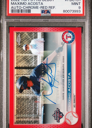 Maximo Acosta 2022 Topps Pro Debut #151 Chrome Red Refractor /5 Auto PSA9 MINT