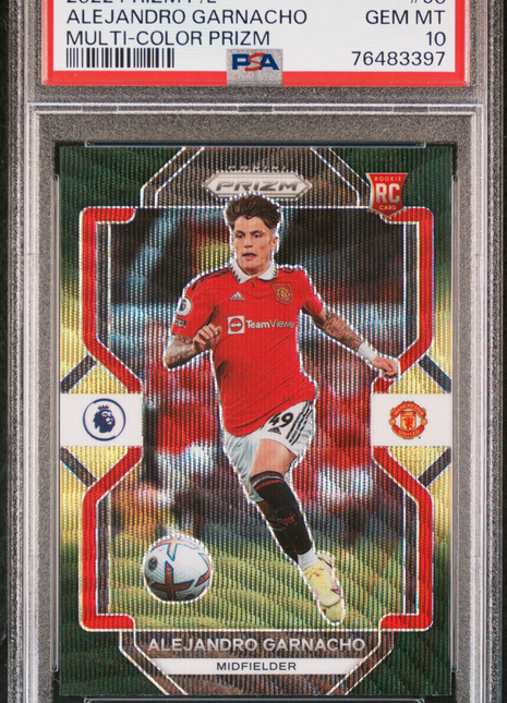 Alejandro Garnacho 2022-23 Panini Prizm P/L #90 Multi Color RC PSA10 GEM MT