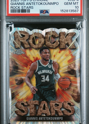 Giannis Antetokounmpo 2025-26 Topps Chrome #RS-4 Rock Stars SSP PSA10 GEM MT