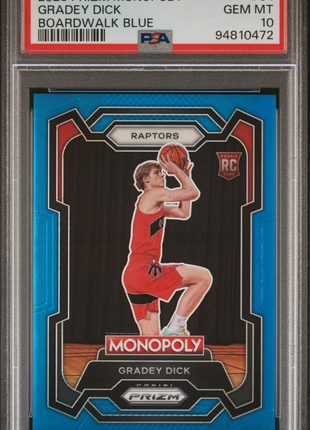 Gradey Dick 2023 Panini Prizm Monopoly #84 Boardwalk Blue /15 RC PSA10 GEM MT