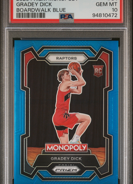 Gradey Dick 2023 Panini Prizm Monopoly #84 Boardwalk Blue /15 RC PSA10 GEM MT