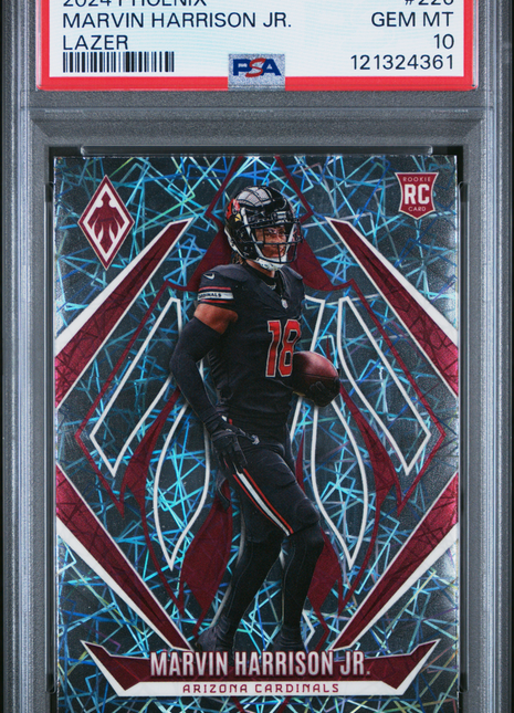 Marvin Harrison Jr. 2024 Panini Phoenix #226 Lazer RC PSA10 GEM MT Cardinals