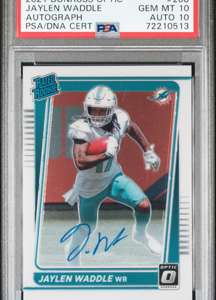 Jaylen Waddle 2021 Donruss Optic #208 Autograph /150 RC Auto PSA10/10 GEM MT