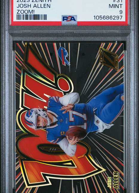 Josh Allen 2023 Panini Zenith #31 Zoom! Case Hit SSP PSA9 MINT Bills
